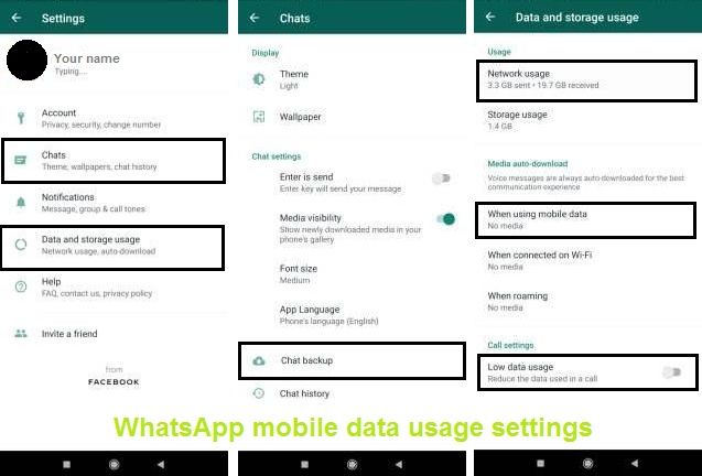 WhatsApp mobile data usage settings