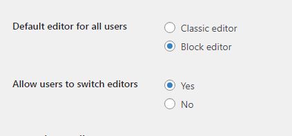 WordPress Classic Editor Settings
