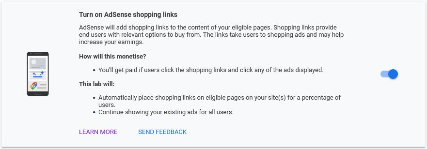 AdSense Shopping links FAQs